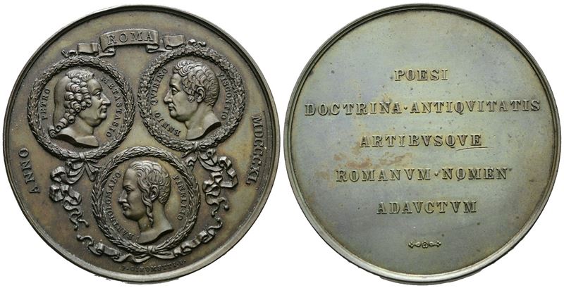 Personaggi. Medaglia in Onore a Pietro Metastasio, E. Quirino Viscontio e B. Pinello 1840. Ae 50m...