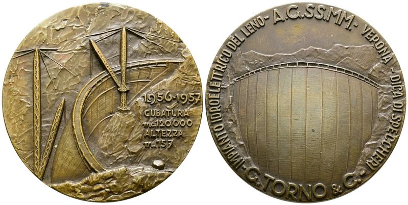 SPECCHERI. Medaglia Diga di Speccheri 1956. Ae; 59mm