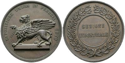 Medaglia di Perugia, Esposizione Umbra 1879 - Sezione Agricola, Ae 50 mm