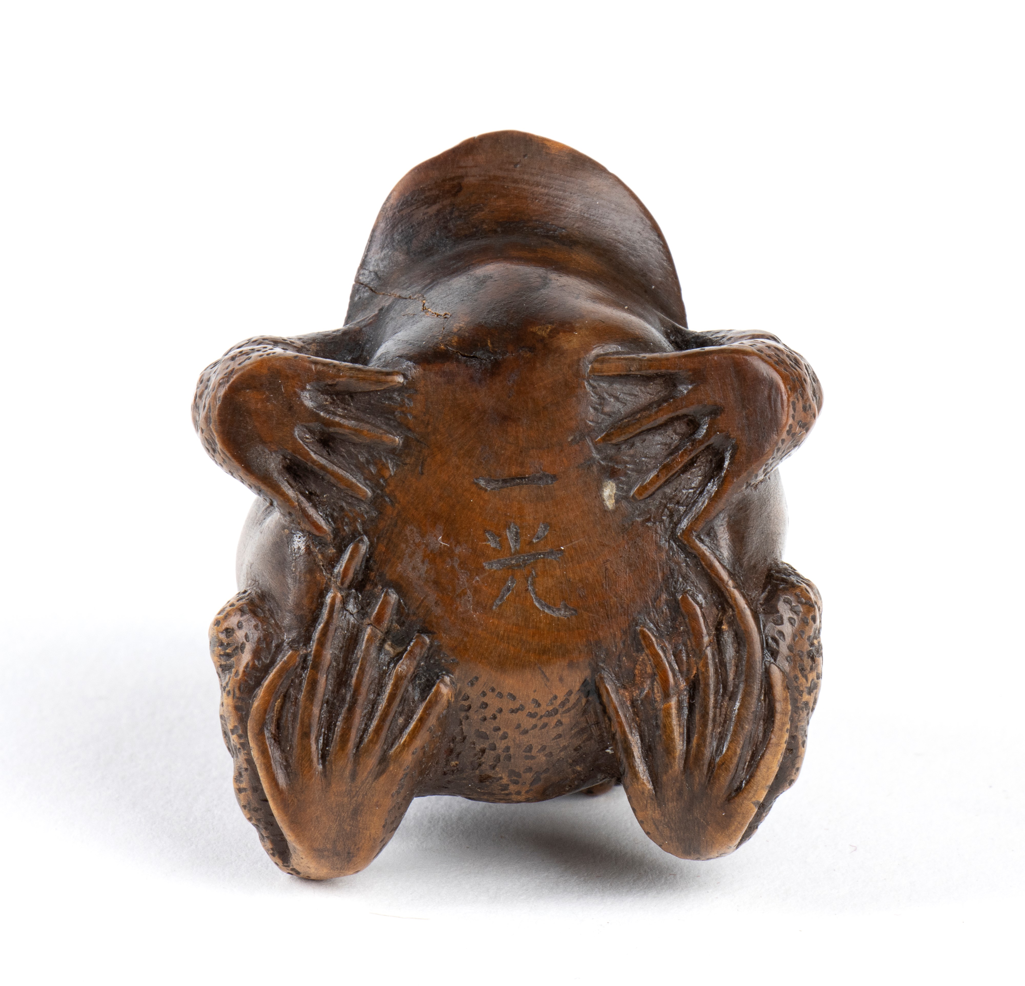 Netsuke in Legno di Bosso con Due Rospi