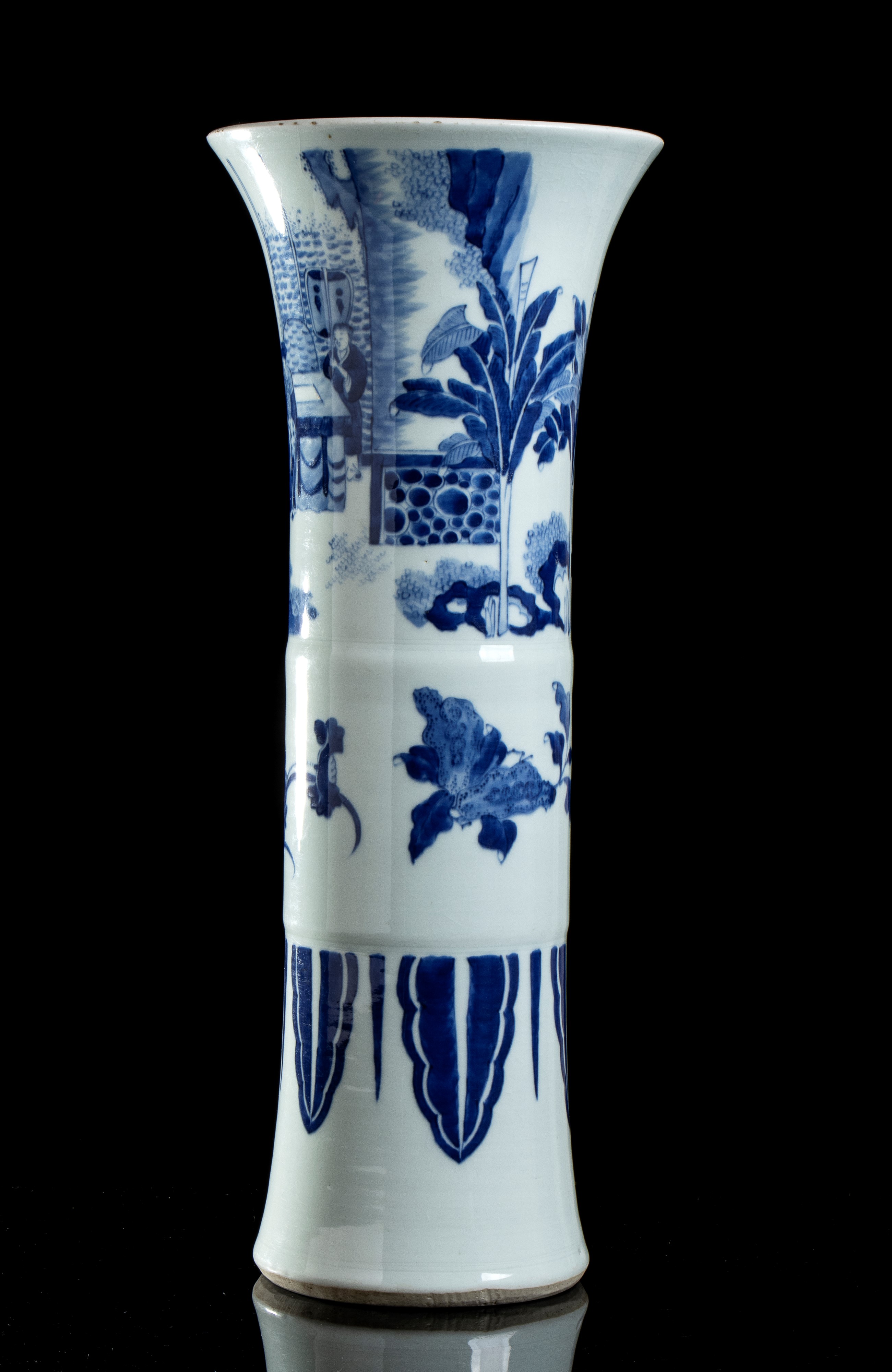 Vaso Gu in Porcellana 'bianco e Blu'