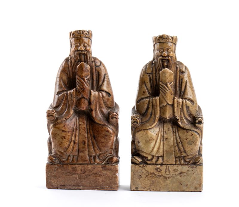 DUE SIGILLI IN PIETRA SAPONARIA SCOLPITI COME DIVINITÀ TAOISTA