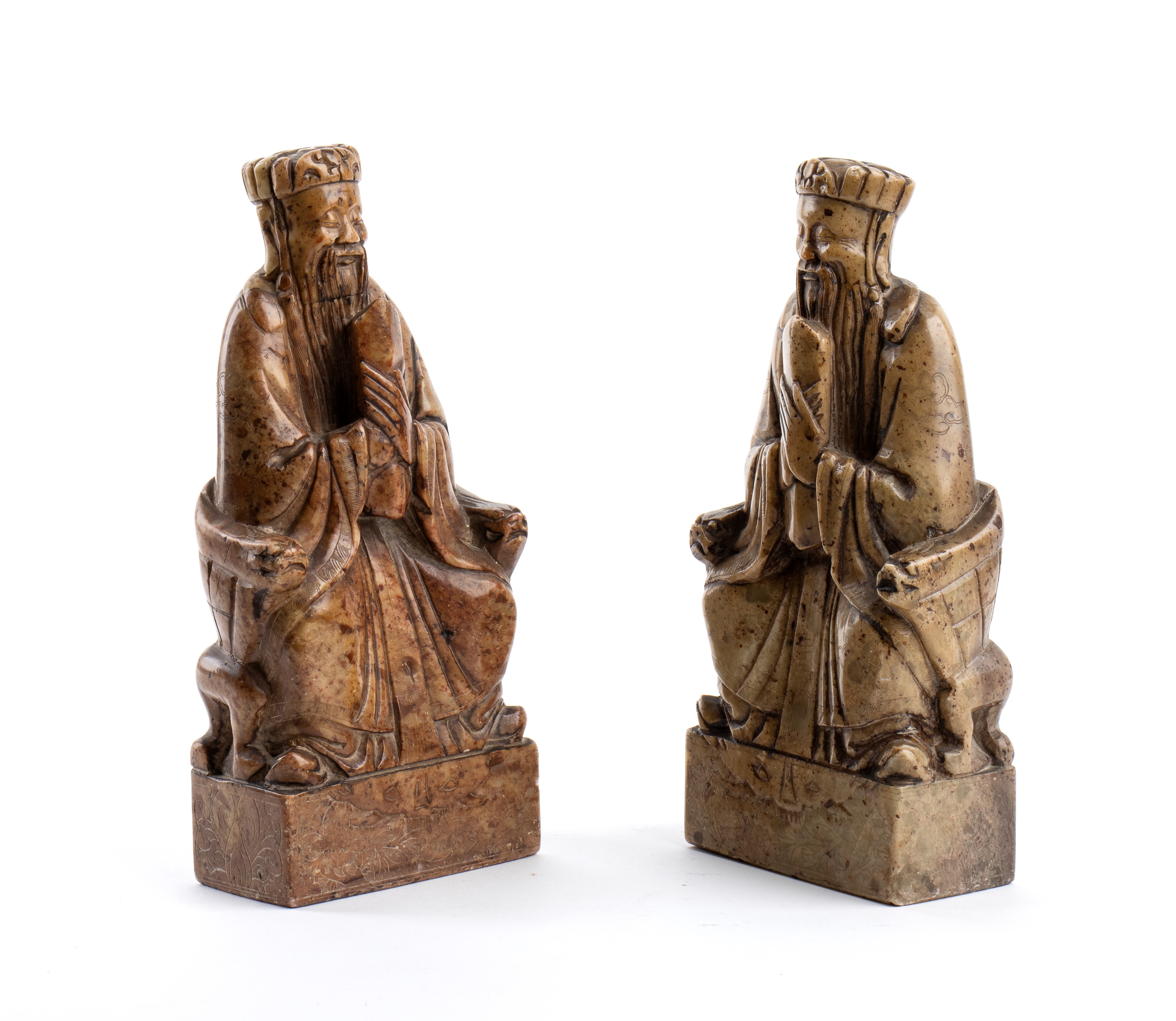 DUE SIGILLI IN PIETRA SAPONARIA SCOLPITI COME DIVINITÀ TAOISTA