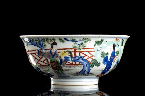 A 'FAMILLE VERTE' PORCELAIN BOWL 