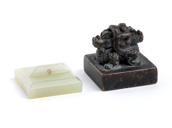 A BRONZE SEAL AND A JADE SEAL