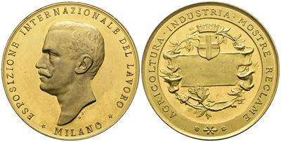 Milano, Medaglia dell'Esposizione Internazionale del Lavoro, 1917, AE dorato, 50mm