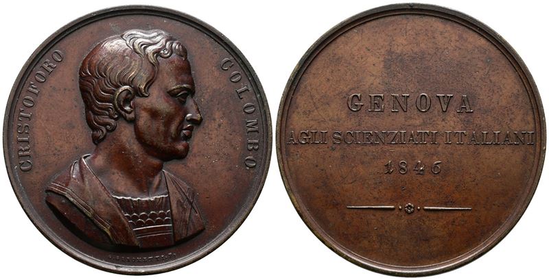 Genova. Medaglia per L'VIII Congresso degli Scienziati Italiani 1846. Opus: Girometti. Ae; 56,8mm