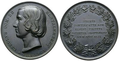 N. Cerbara, Medaglia commemorativa per Charles de Montalembert del 1849