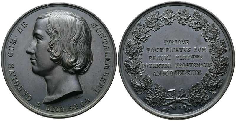 N. Cerbara, Medaglia commemorativa per Charles de Montalembert del 1849