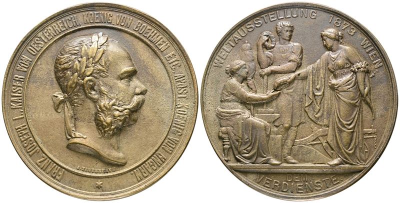 Austria. Medaglia Esposizione di Vienna 1873. Fusione. Ae; 68,1mm