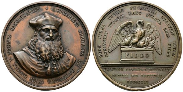 PERSONAGGI. Medaglia Mercurino Arborio di Gattinara. AE. 65mm. Colpo