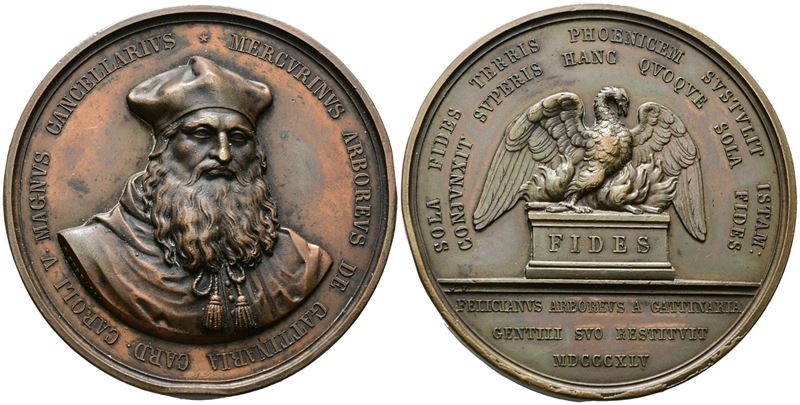 Personaggi. Medaglia Mercurino Arborio di Gattinara. Ae. 65mm. Colpo