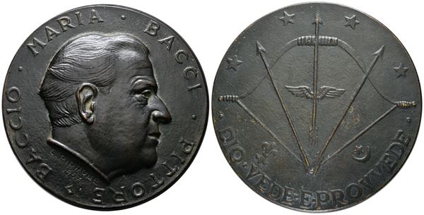 PERSONAGGI. BACCIO MARIA BACCI (pittore). Medaglia 1957. Opus: Pirrone. Ae; 94,5mm