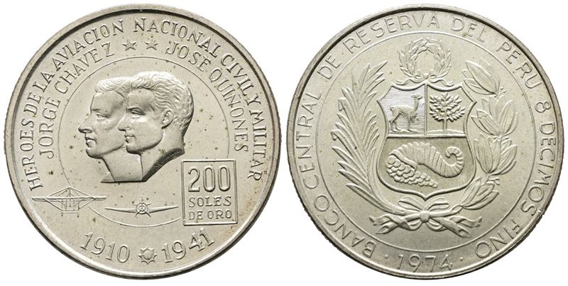 Peru. 200 Soles De Oro 1974 Coniazione 5.290 Pezzi. Ag.(22,8 G; 37,3 MM)