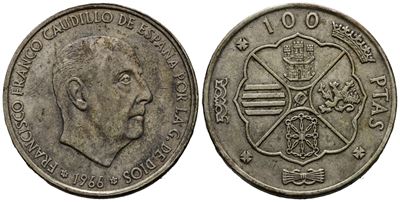 Spagna. 100 Pesetas 1966 (19,01 G, 34,25 MM)