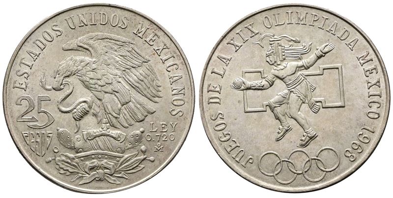 MESSICO. 25 pesos 1968. Ag (22,93 g; 38,11 mm)