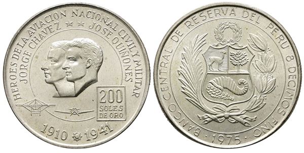 PERU. 200 soles de oro 1975. Ag (37,026 mm; 22,04 g)
