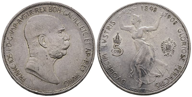 AUSTRIA. Francesco Giuseppe (1848-1916). 5 corone 1908. Ag (24,03 g; 35,98 mm)