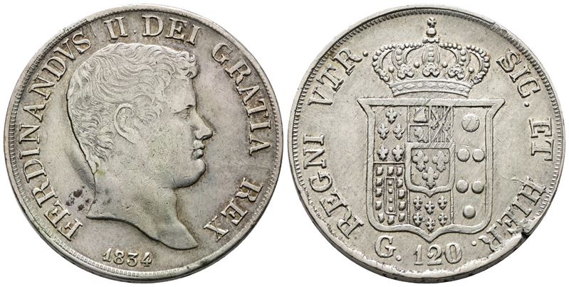 Napoli. Regno delle Due Sicilie. Ferdinando II di Borbone (1830-1859). Piastra da 120 Grana 1834....