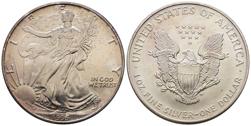 USA. Oncia da 1 dollaro 1995. Ag (31,56 g; 40,70 mm) KM 273