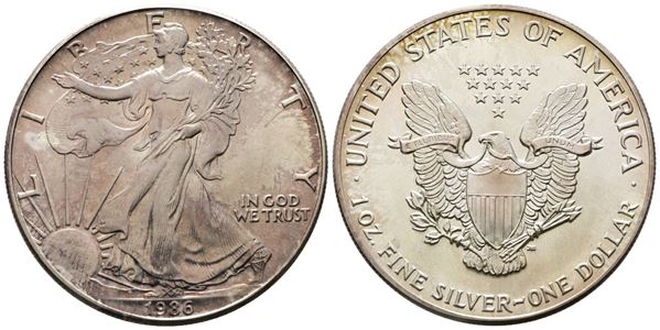 USA. Oncia da 1 dollaro 1986. Ag (31,39 g; 40,61mm) KM 273