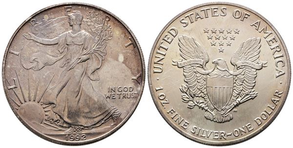 USA. Oncia da 1 dollaro 1992. Ag (31,29; 40,62 mm) KM 273