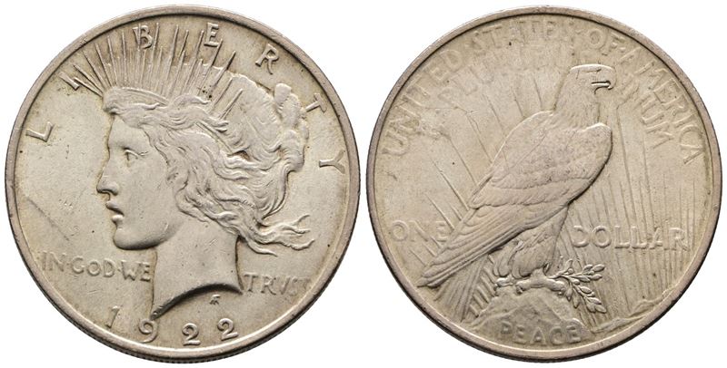 Usa. Dollaro Peace 1922. Ag (26,83 G; 38,16 MM) Km 150