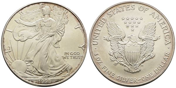 USA. Oncia da 1 dollaro 1998. Ag (31,20 g; 40,65 mm) KM 273