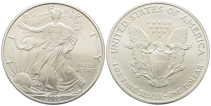 USA. Oncia da 1 dollaro 2003 Ag (31,27 g; 40,59 mm) KM 273