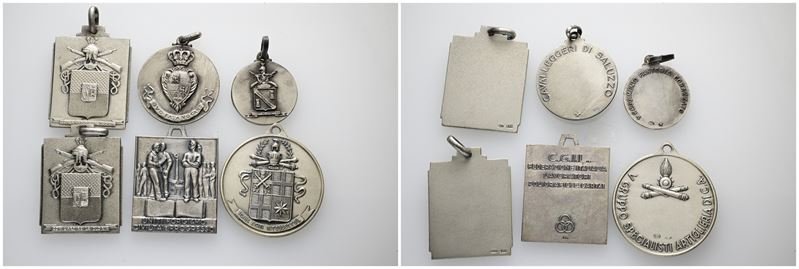 Lotto di 6 medaglie moderne a soggetto Militare in Ag. Peso complessivo 61,83gr.