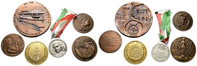 Italia, Lotto di 7 medaglie sportive ed artistiche, XX secolo, dimensioni e metalli vari