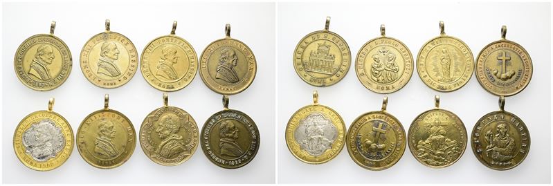 Roma. Leone XIII (1878-1903). Lotto di 8 Medaglie in Vari Metalli, Pesi e Dimensioni
