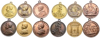 Leone XIII, Lotto di 6 medaglie portative (1878-1903), metalli e dimensioni variabili