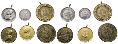 Leone XIII, Lotto di 6 medaglie portative (1878-1903), varie dimensioni e metalli