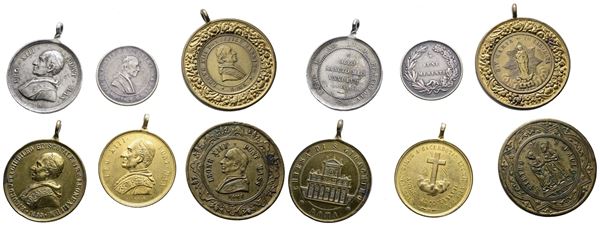 ROMA. Leone XIII (1878-1903). Interessante lotto di 6 medaglie portative. Dimensioni e metalli vari.