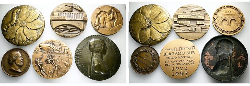 Italia. Lotto di 6 Medaglie Varie di Grande Modulo, Si Segnala una Medaglia Olandese del 1855 in ...