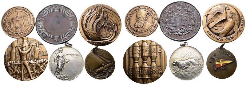 Italia. Lotto di 6 Medaglie Varie, Si Segnala una Medaglia per L'esposizione Biellese 1882. Dimen...