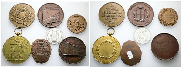 ITALIA-FRANCIA. Lotto di 7 medaglie, XX secolo. Dimensioni e metalli vari.
