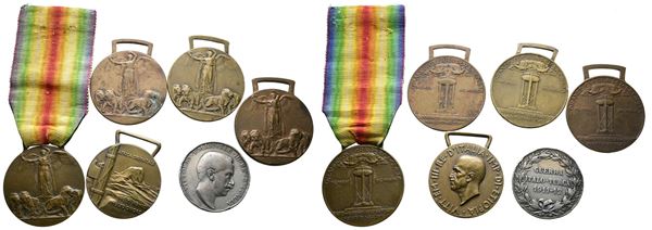 REGNO D'ITALIA. Vittorio Emanuele III (1900-1943). Lotto di 5 medaglie militari. Dimensioni e metalli vari.