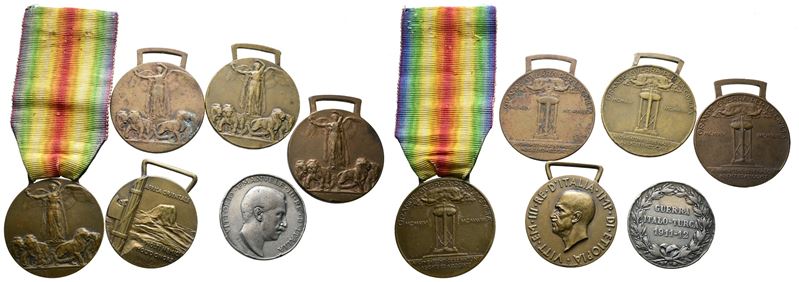 Regno D'italia. Vittorio Emanuele III (1900-1943). Lotto di 5 Medaglie Militari. Dimensioni e Met...