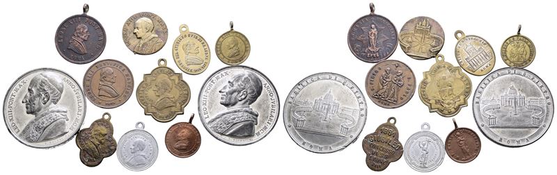 Roma. Leone XIII (1878-1903). Lotto di 11 Medaglie. Dimensioni e Metalli Vari.
