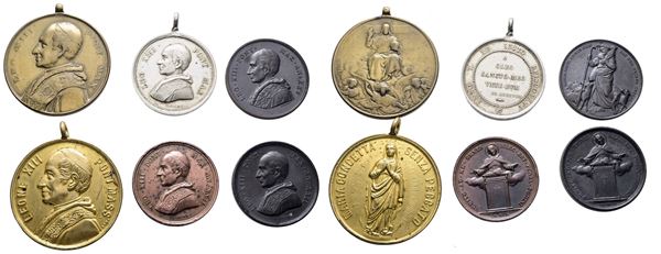 ROMA. Leone XIII (1878-1903). Interessante lotto di 6 medaglie. Dimensioni e metalli vari.