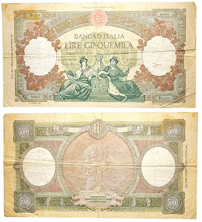 REPUBBLICA ITALIANA. 5000 lire 1963 "Regine del mare". RR