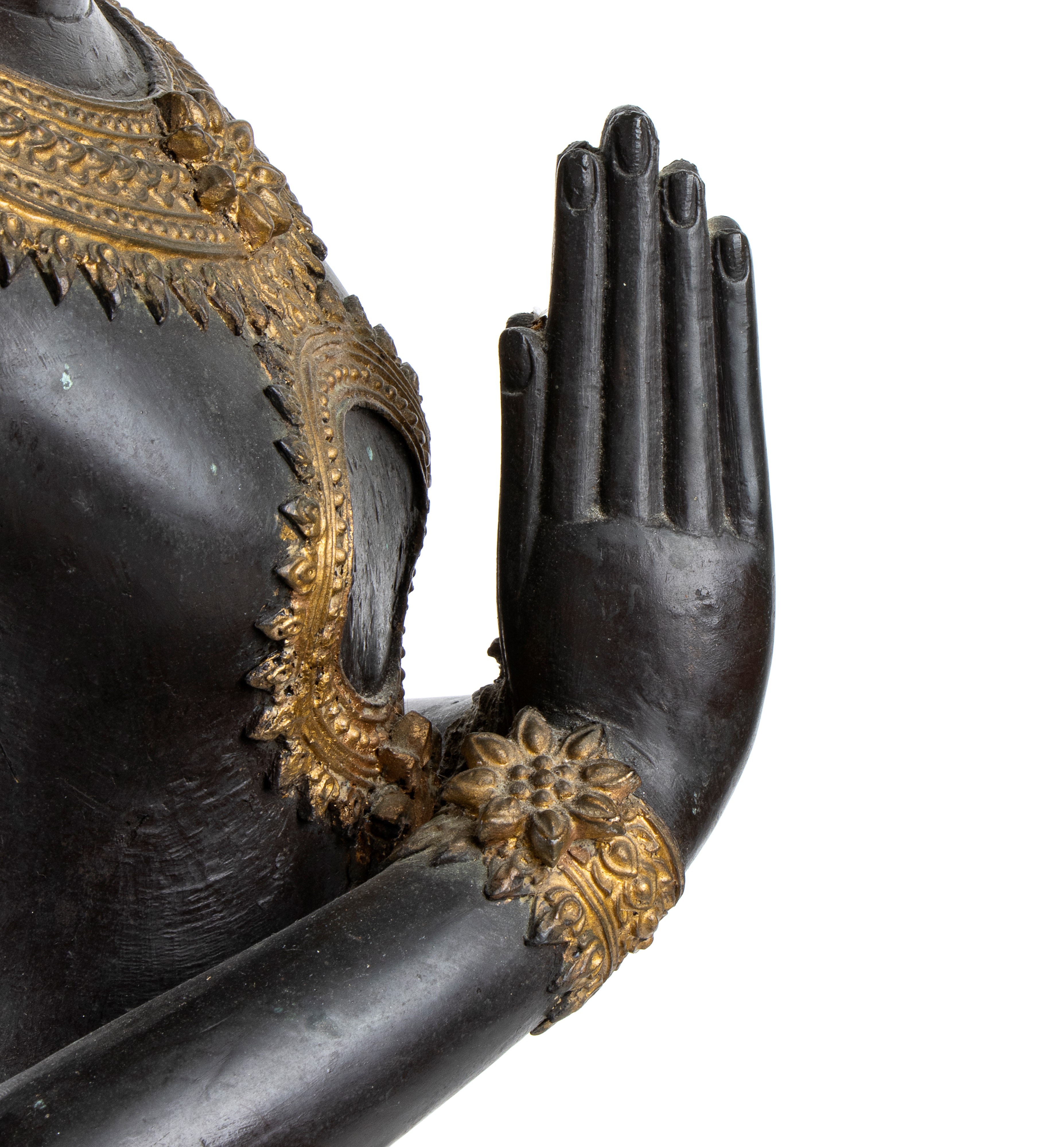 GRANDE SCULTURA IN BRONZO PARZIALMENTE DORATO DI GUARDIANO THEPANOM