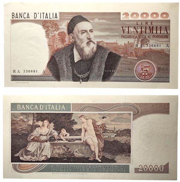 REPUBBLICA ITALIANA. 20000 lire 1975 "Tiziano".