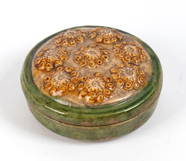 SCATOLA CIRCOLARE CON COPERCHIO IN CERAMICA INVETRIATA