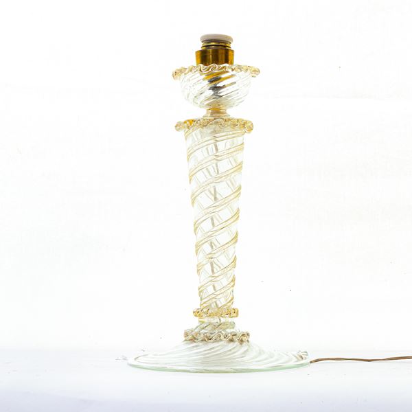 Table lamp in white pulegoso glass