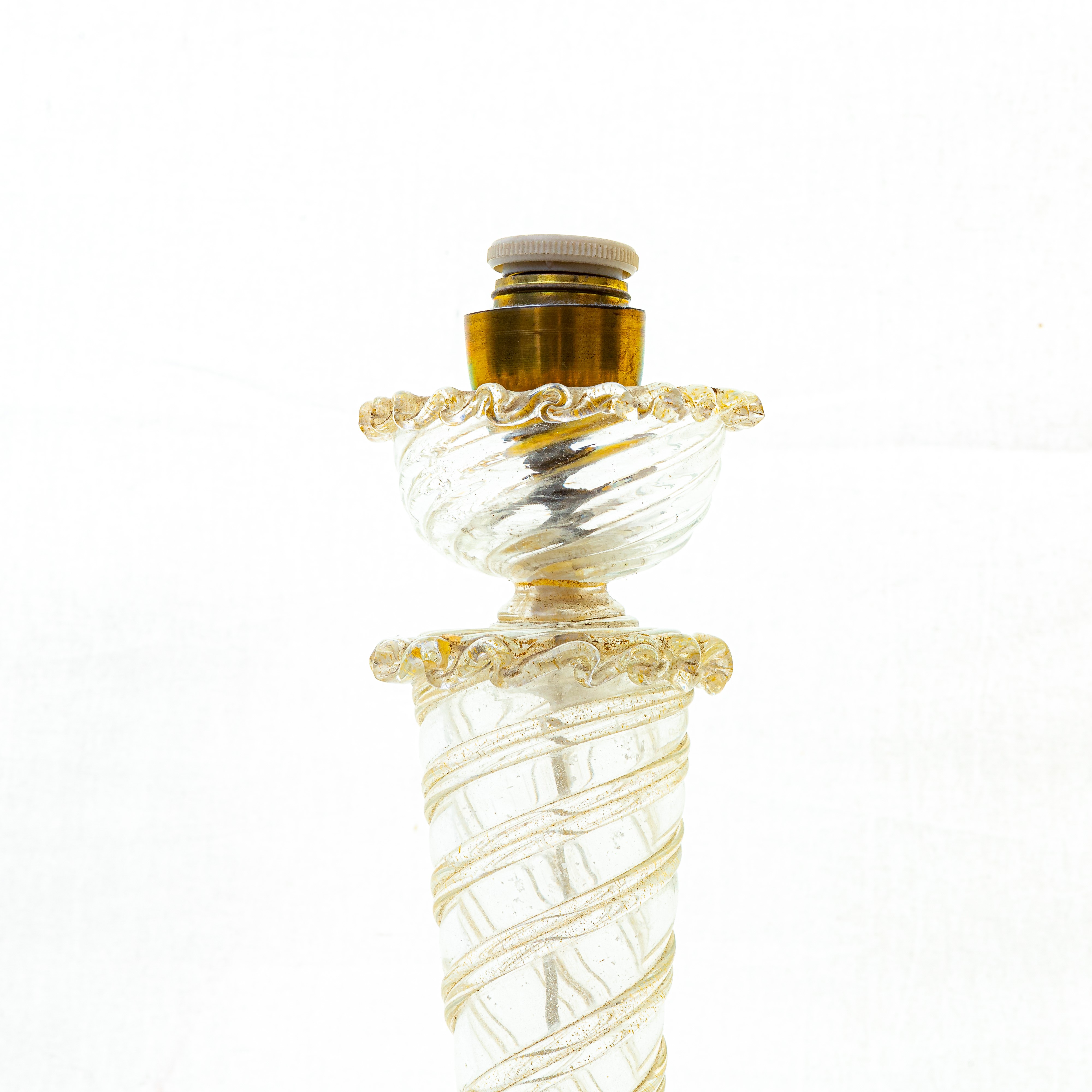 Lampada da Appoggio in Vetro Bianco Pulegoso
