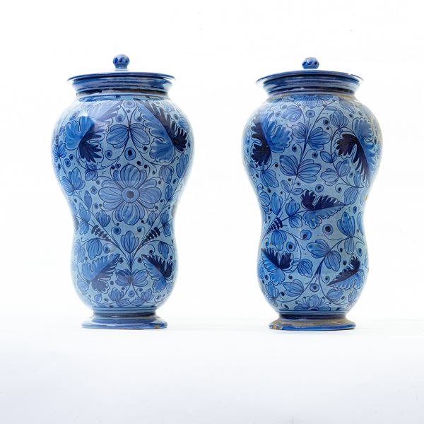 Pair of ceramic albarelli