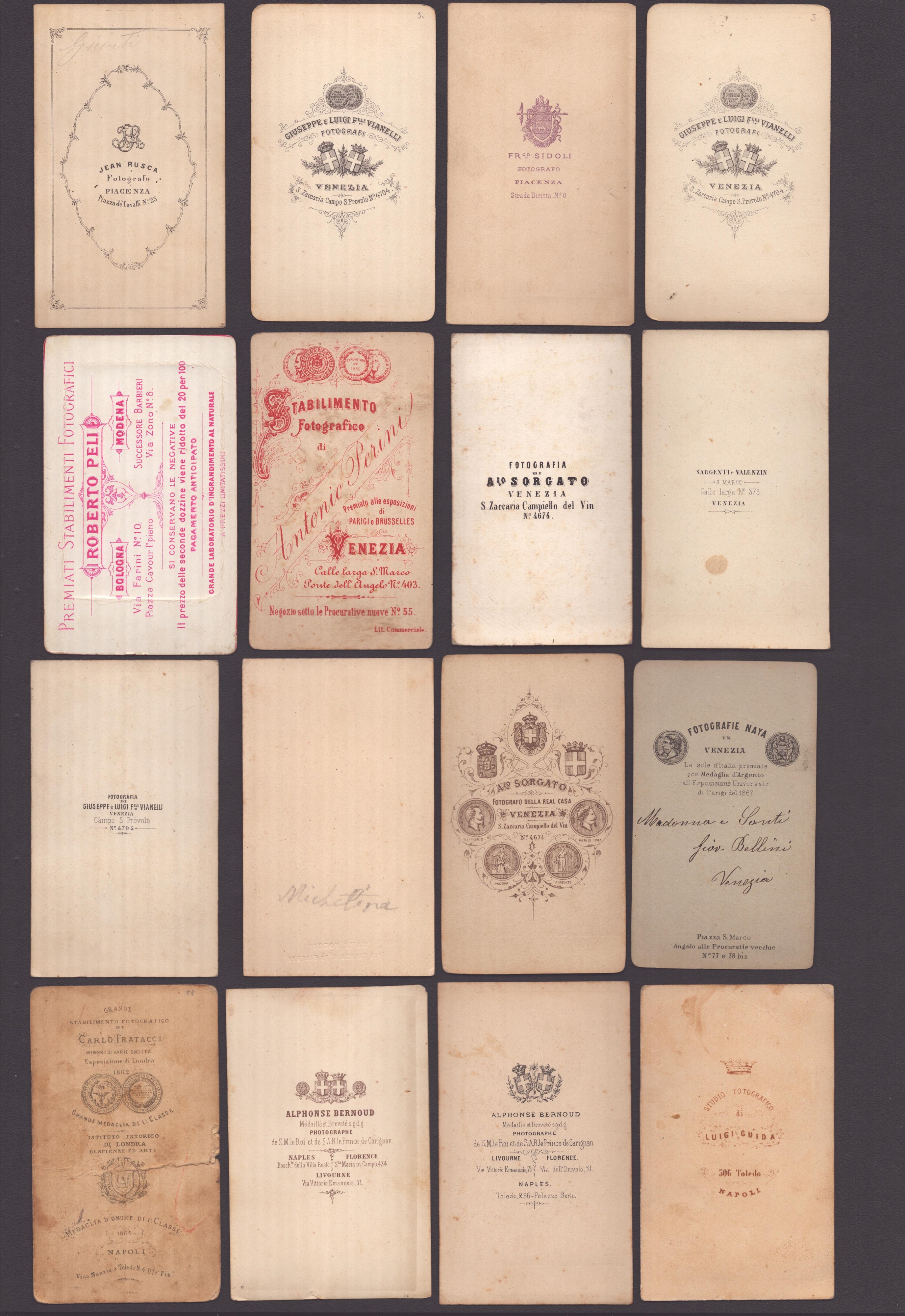 Raccolta di 60 CDV di Fotografi Italiani